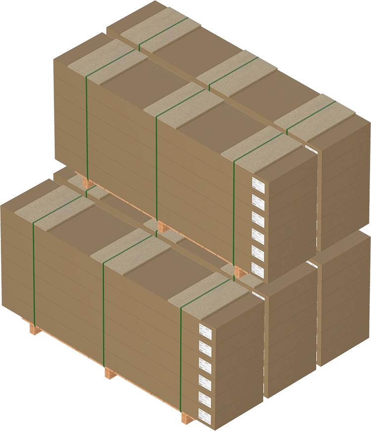 Zu sehen sind Torblätterverpackunen auf einer Palette